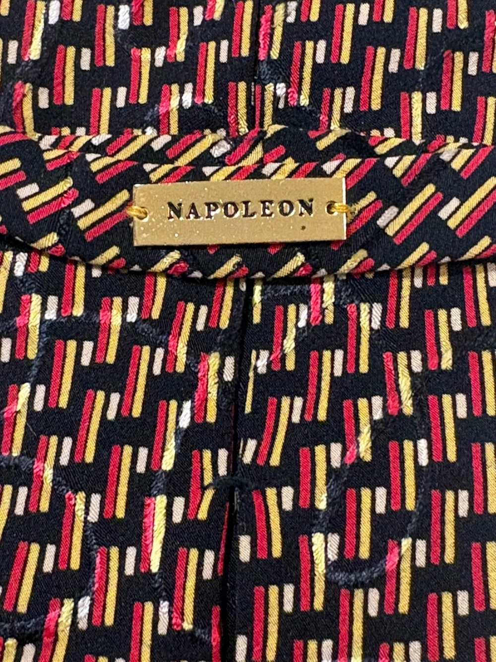 Vintage Napoleon 70s Wide Geometric Necktie Red Gold 4 Inch